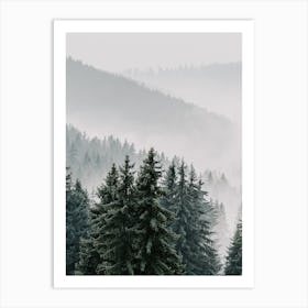 Mountain Forest Fog Art Print