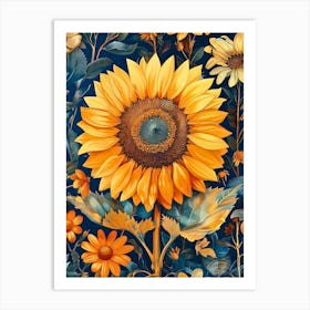 Sunflower Wallpaper Inspired By William Morris Art Print