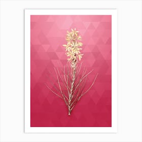 Vintage Yellow Asphodel Botanical in Gold on Viva Magenta Art Print