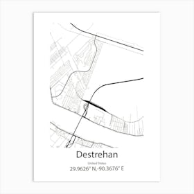 Destrehan,United States Minimalist Map Art Print