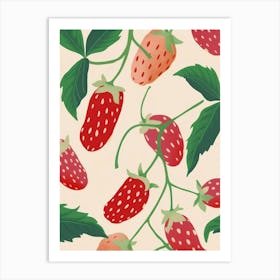 Strawberry Pattern Illustration 1 Art Print