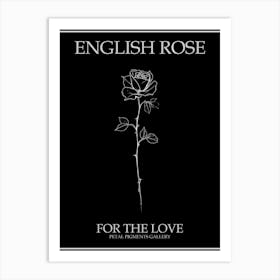 English Rose Black And White Line Drawing 27 Poster Inverted Art Print