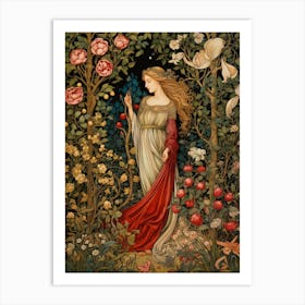 Lady In A Rose Garden Art Print