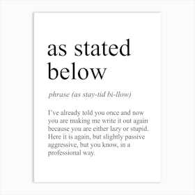 As Stated Below Email Definition Meaning Art Print