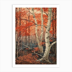 Birch 5 Vintage Autumn Tree Print  Art Print