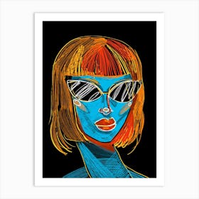 Woman In Sunglasses Modern Art Print