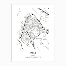 Arta,Greece Minimalist Map Art Print