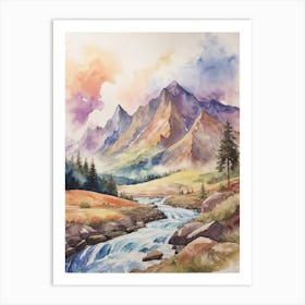 Watercolor Of A Mountain Stream 3 Art Print