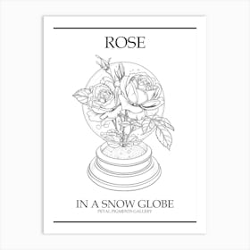 Rose In A Snow Globe Line Drawing 4 Poster Art Print