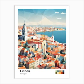 Lisbon, Portugal, Geometric Illustration 4 Poster Art Print