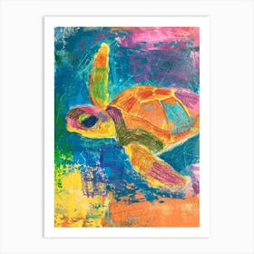 Sea Turtle Rainbow Abstract Scribble 2 Art Print