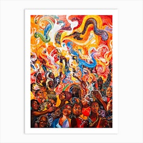 Abstract Painting Capturing The Convergence Of Diverse Human Rights And Cultures Showcasing Swirls (4) Art Print