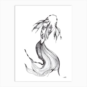 Black and White Koi Fish Art Print