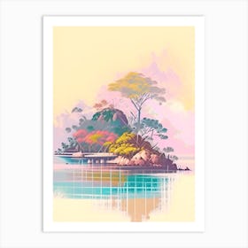 Komodo Island Indonesia Watercolour Pastel Tropical Destination Art Print