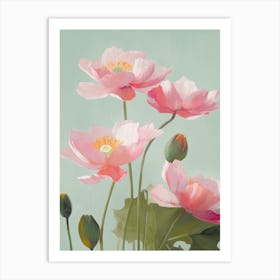 Lotus Flowers Acrylic Painting In Pastel Colours 12 Art Print