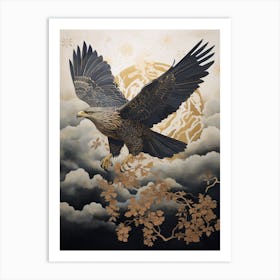 Hawk 3 Gold Detail Painting Art Print