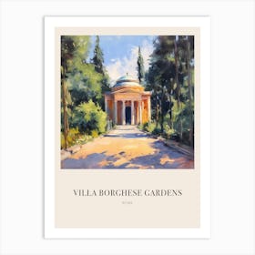 Villa Borghese Gardens Rome 3 Vintage Cezanne Inspired Poster Art Print