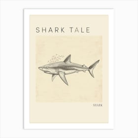 Vintage Shark Pencil Illustration 2 Poster Art Print