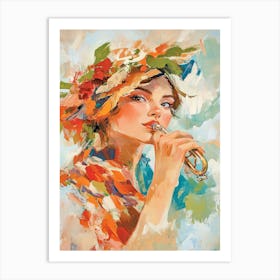 Woman Playing The Trumpet Art Print