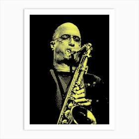 Michael Brecker American Jazz Saxophonist Line Illustration v2 Art Print