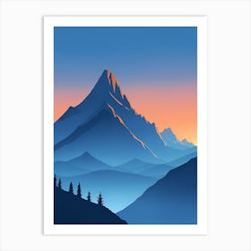 Misty Mountains Vertical Composition In Blue Tone 26 Art Print