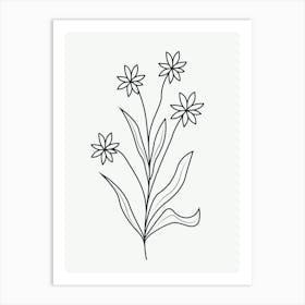 Line Drawing Of Flowers 1 Art Print