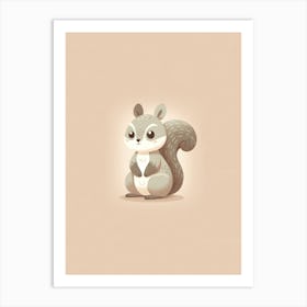 Woodland Squirrel Grey Baby Toddler Art Print