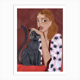 Girl With A Cat 1 Art Print