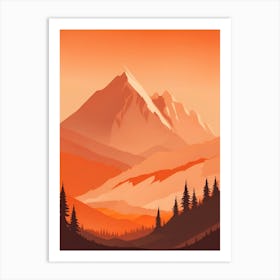 Misty Mountains Vertical Composition In Orange Tone 128 Art Print