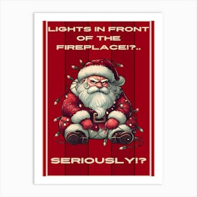 Grumpy Santa Red Sign Art Print