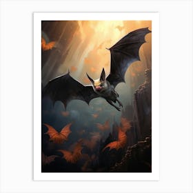 Bat Flying Illustration 5 Art Print