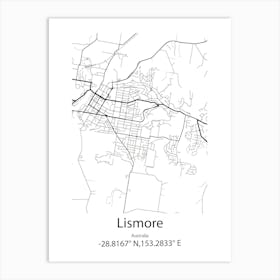 Lismore,Australia Minimalist Map Art Print