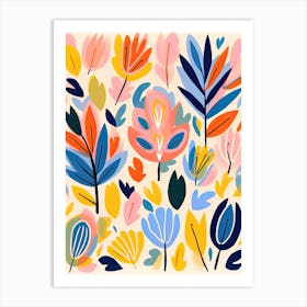 Radiant Petal Serenade; Chromatic Blooms, Floral Art Print