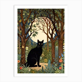 William Morris Black Cat In The Forest 2 Art Print