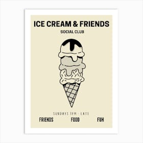 Ice Cream And Friends Social Club Retro Food Kitchen Art Print