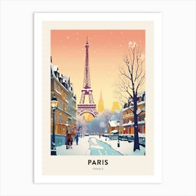 Vintage Winter Travel Poster Paris France 2 Art Print