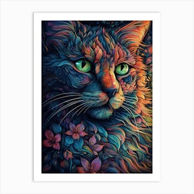 Psychedelic Cat 5 Art Print