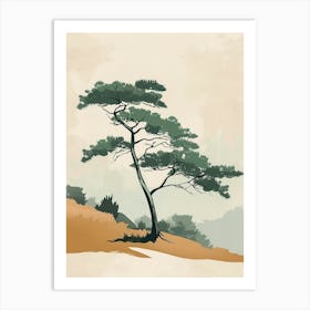 Yew Tree Minimal Japandi Illustration 3 Art Print