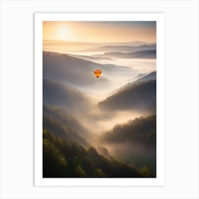 Hot Air Balloon In The Mist Art Print