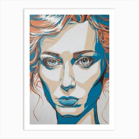 Woman With Blue Hair Art Print