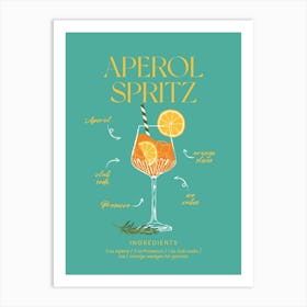 Aperol Spritz Teal Art Print