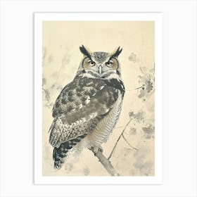 Verreauxs Eagle Owl Japanese Painting 2 Art Print