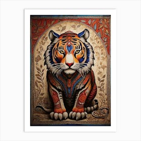 Default Traditional Madhubani Style Painting Of A Tiger On A T 0 Art Print