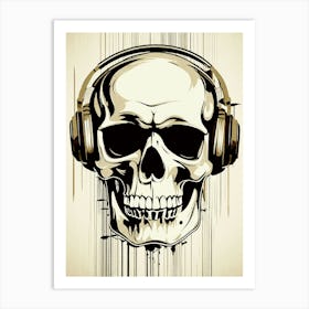 Skull With Headphones 116 Art Print