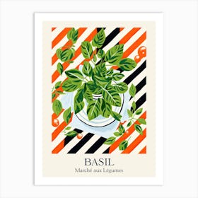 Marche Aux Legumes Basil Summer Illustration 3 Art Print