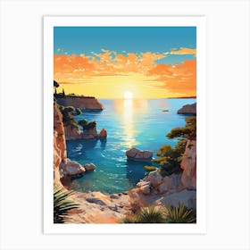 A Painting Of Cala Macarella Beach Menorca Spain 1 Art Print