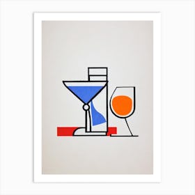 Bubblegum MCocktail Poster artini 2 Picasso Line Drawing Cocktail Poster Art Print