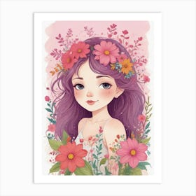 Girl With Flowers 6 Art Print