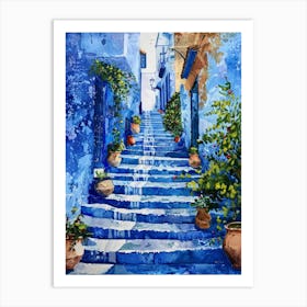 Blue Stairs In Morocco 2 Art Print