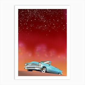 Vintage Car In The Desert Art Print